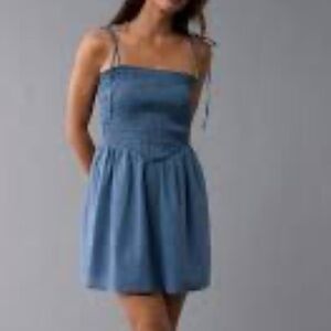 American Eagle Blue Bella Smock Mini Dress Size L NWT!
